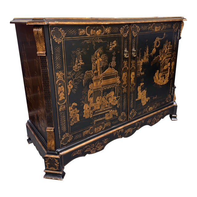 Late 20th Century Chelsea House Chinoiserie Two Door Cabinet For Sale