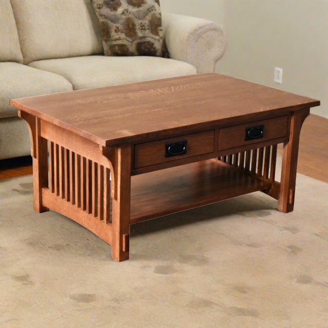 Mission Crofter 4 Drawer Coffee Table With Spindles - 40" - Micheal Cherry For Sale - Image 14 of 14
