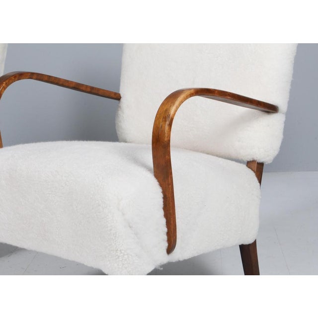 Set of Armchairs in Lambskin, Denmark, 1940s For Sale - Image 3 of 6