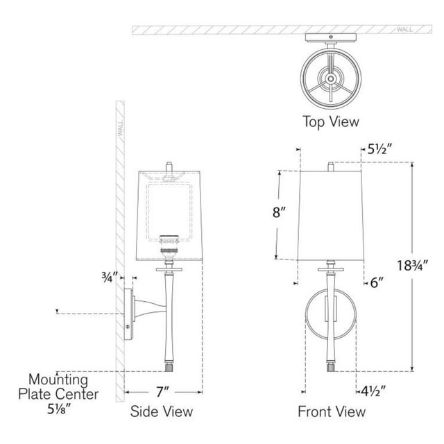 Edie Sconce in Polished Nickel with Linen Shade Designer: Thomas O'Brien Finish: Polished Nickel Height: 18.5" Width: 6"...
