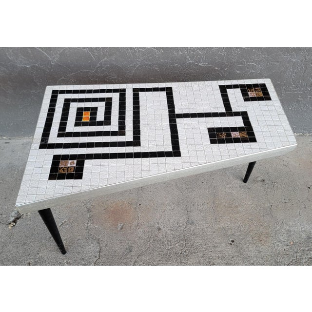 Mid-Century Modern Geometric Mosaic Tile Coffee Table Mid-Century Modern For Sale - Image 3 of 8