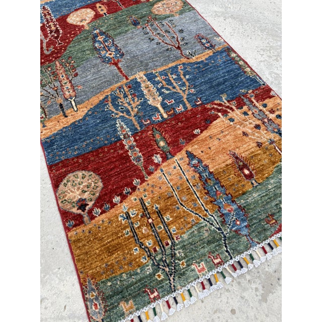 Red Multicolor Persian Style Gabbeh Rug Runner, 02'06 X 06'05 For Sale - Image 8 of 12