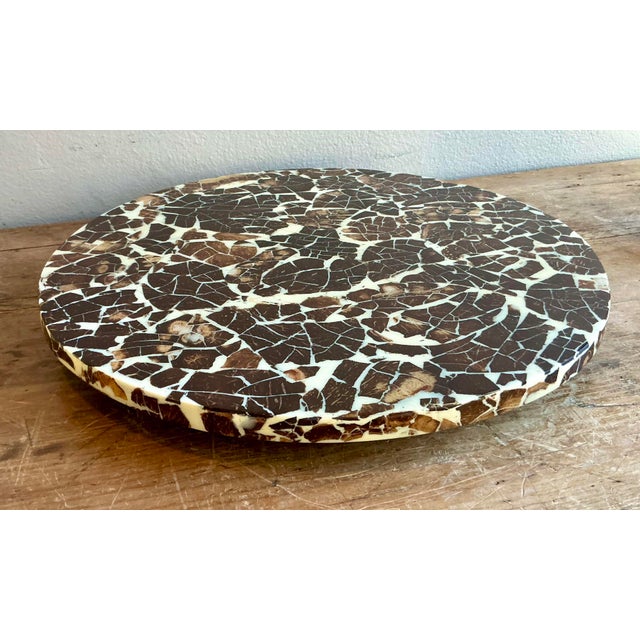 Vintage Boho Lacquered Coconut Shell Lazy Susan For Sale In West Palm - Image 6 of 12