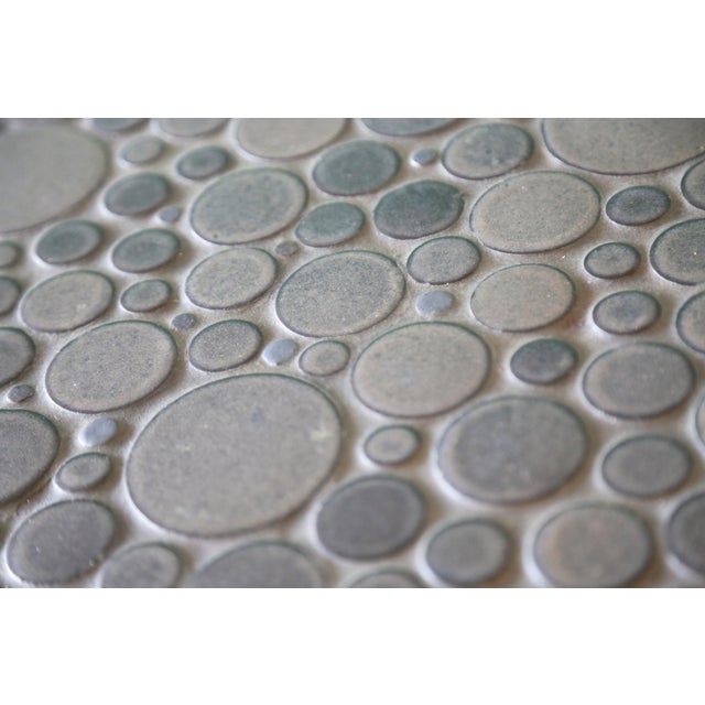 Gray 1960s Attributed to Jane and Gordon Martz Gray Coin Tile Teak Table Mid Century Modern For Sale - Image 8 of 10