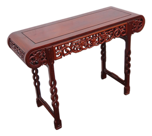 Chinese High Relief Solid Wood Altar Console Entry Table With Dragons Motif 6560