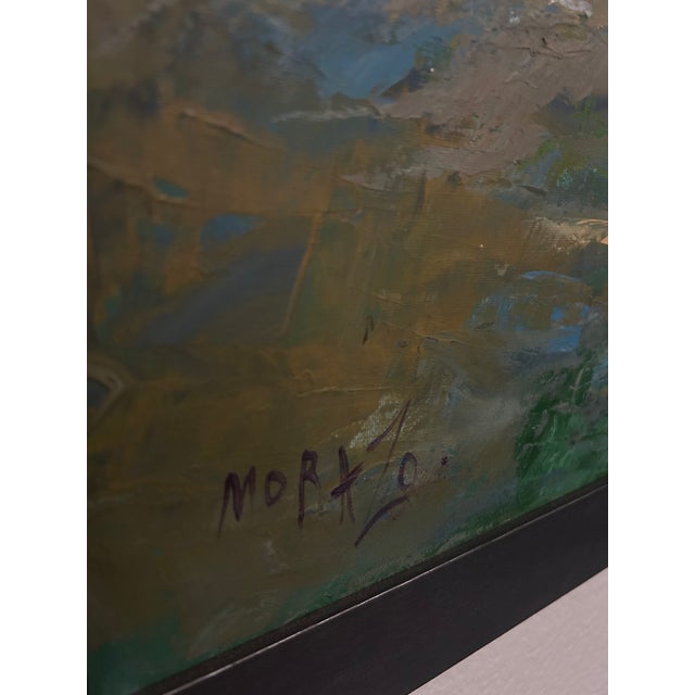 Large Original Mid-Century Style Figurative Abstract Oil Painting by Jajan Morazo - Signed For Sale - Image 4 of 11
