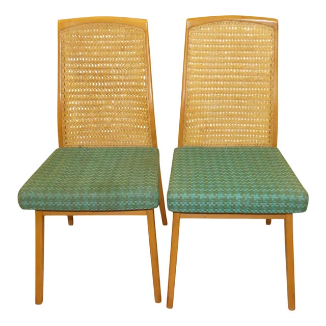 Chairs with Wooden Backrest and Viennese Wickerwork, 1960s, Set of 2 For Sale