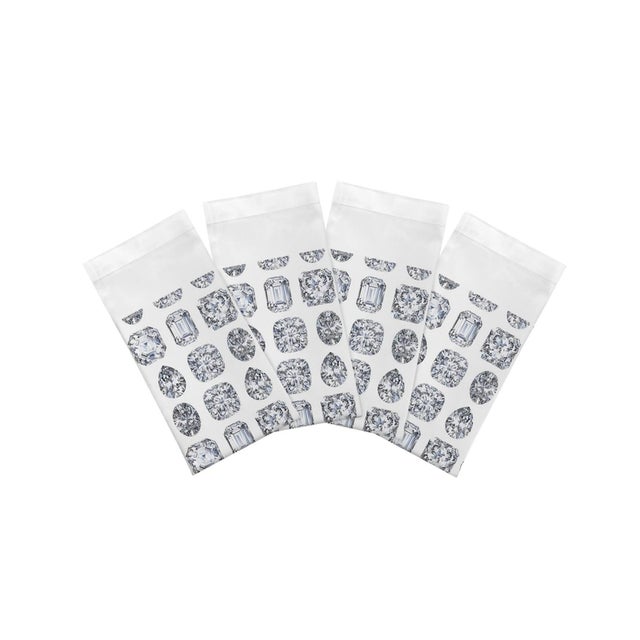 Bougie Diamonds Ice Cotton Sateen Dinner Napkins, Set of 8 For Sale In Miami - Image 6 of 6