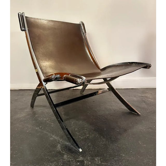 Leather Scissor Chair by Antonio Citterio for Flexform Italia, 1980s For Sale - Image 9 of 9