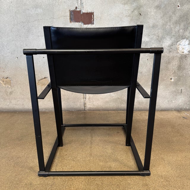 1990s Post Modern Black Leather and Metal Armchair #1 Attributed to Radbound Van Beekum for Pastoe For Sale In Los Angeles - Image 6 of 11