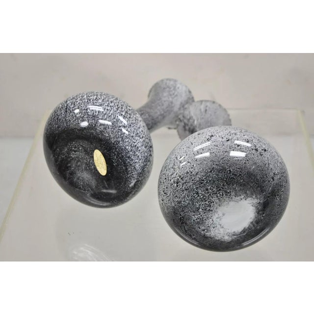 Gray Vintage Mid Century Italian Modern Speckled Grey Glass Fluted Vases - a Pair For Sale - Image 8 of 11