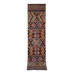 1970s Vintage Turkish Kilim Runner 3'1'' X 13'3''