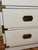 1960s White Campaign-Style Dresser Featuring Characteristic Brass Hardware, Including Recessed Pulls and Corner Brackets. For Sale - Image 4 of 4