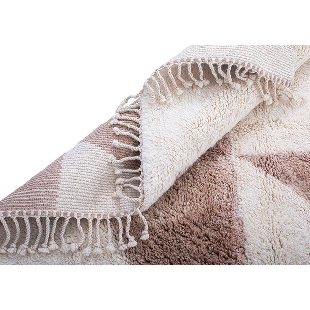 Ivory Sculptural Abstract Hand-Knotted Moroccan Wool Rug | 9'5" X 7'0" | One of a Kind For Sale - Image 8 of 8