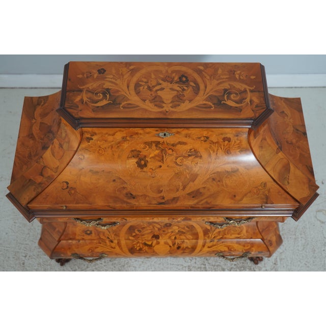 1970s Italian Highly Inlaid Olivewood Fall Front Desk For Sale - Image 5 of 18