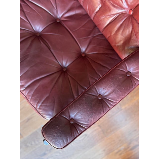 1960s Pair of Swedish Mid-Century Modern Teak Lounge Chairs by Göte Möbler, Original Leather For Sale - Image 9 of 12