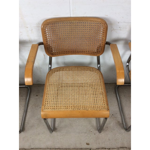 Marcel Breuer Set of 3 Mid Century Modern Cesca Chairs by Marcel Breuer For Sale - Image 4 of 17