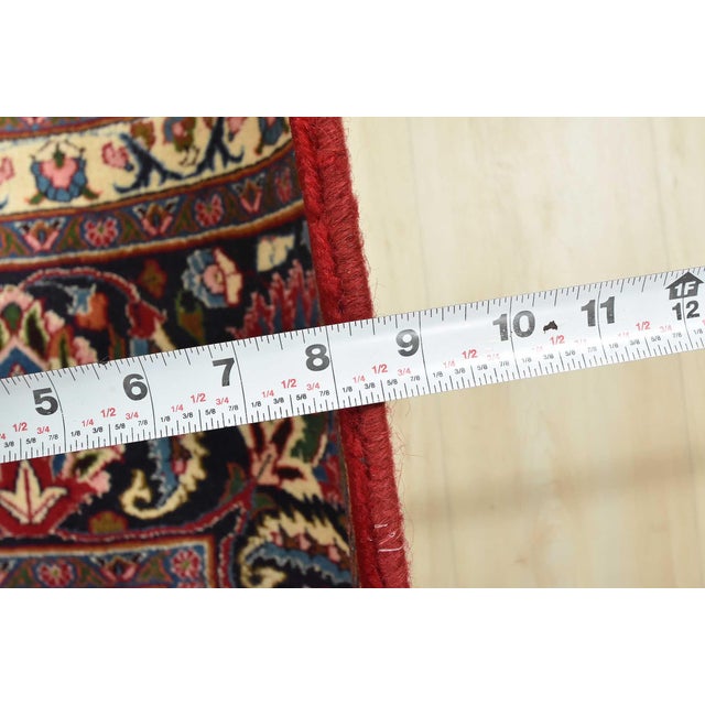 Mashad Rug 9’9” X 13’1” Red Wool Vintage Traditional Hand-Knotted Carpet For Sale - Image 13 of 15