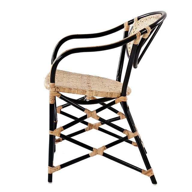 Matthew Izzo Home Quay Black Bamboo and Rattan Café Chair For Sale - Image 4 of 7