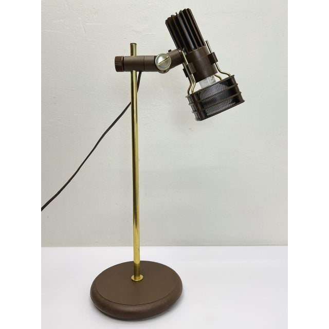 Brass and Brown Acrylic Table Lamp from Hustadt, 1970s For Sale - Image 14 of 15