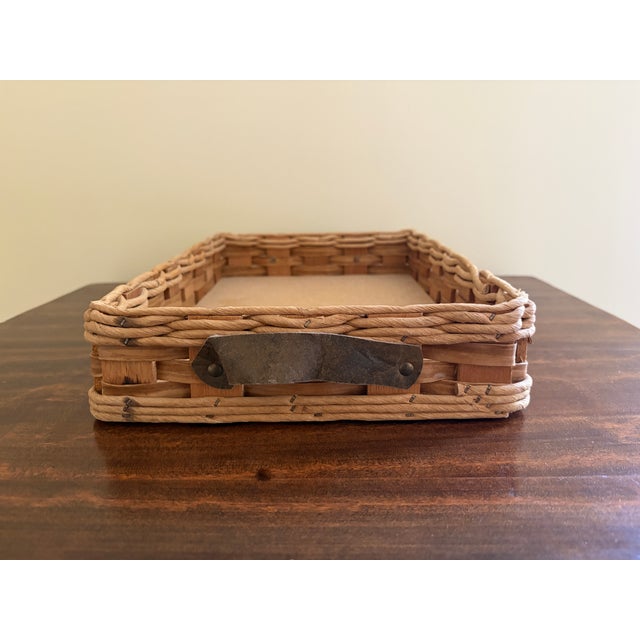 Late 20th Century Woven Oak and Leather Pyrex Casserole Serving Basket For Sale - Image 9 of 13