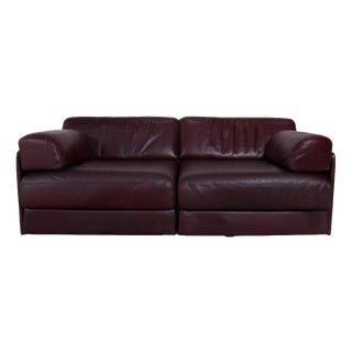 Leather Two-Seater Red Bordeaux Manual Function DS-76 Sofa from de Sede For Sale