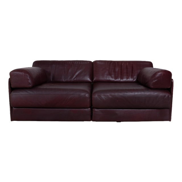 Leather Two-Seater Red Bordeaux Manual Function DS-76 Sofa from de Sede For Sale