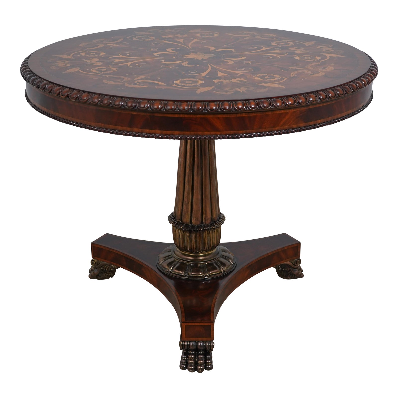 Maitland Smith Highly Inlaid Mahogany Center Table | Chairish