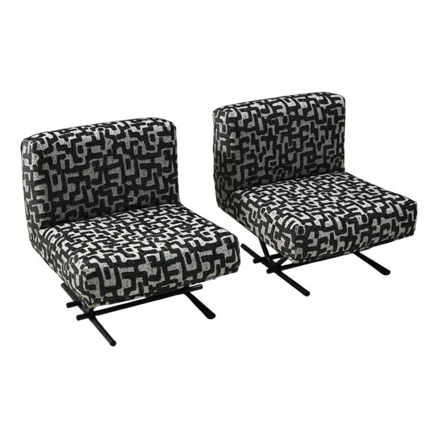 Postmodern Jacquard Lounge Chairs, Italy, 1980s, Set of 2 For Sale