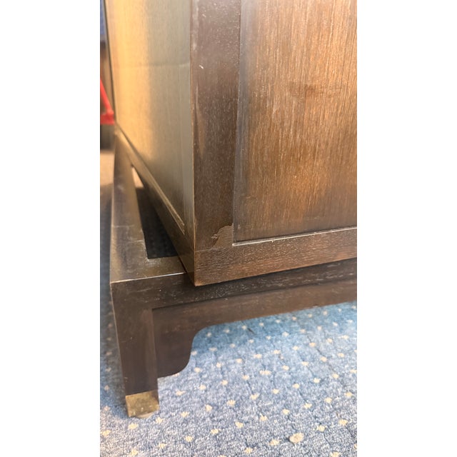 1970s Michael Taylor for Baker Modular Gentleman’s Chest / Cabinet in Dark Walnut With Brass Hardware For Sale - Image 12 of 13