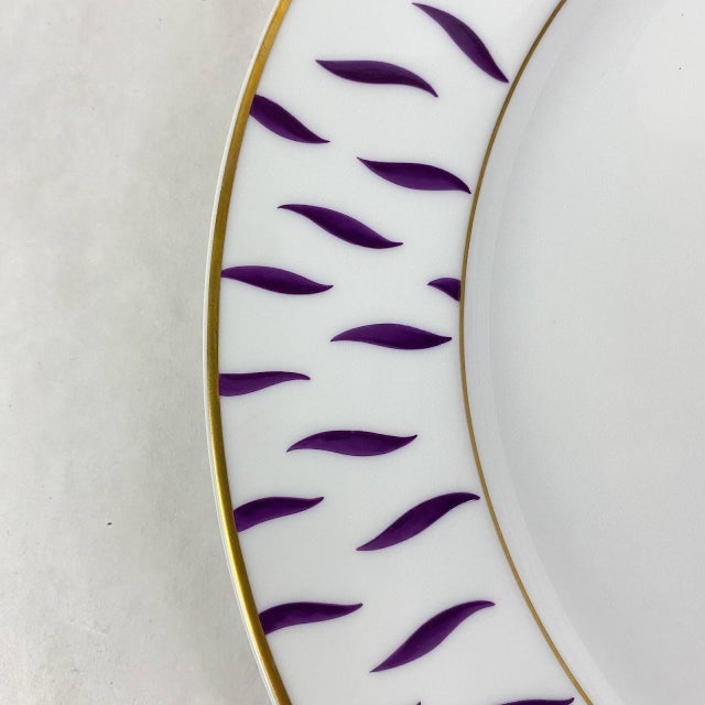 Green Bernardaud Frivole, French Limoges, Flat Cup & Saucer Set - Complete Set of 7 (Never Used) For Sale - Image 8 of 13