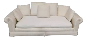 Late 20th Century Baker Furniture Sofa Upholstered in Designer Cream Fabric High End With Pillows