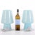 A stylish pair of Italian boudoir lamps crafted in luminous pale blue art glass, embodying the playful sophistication and...