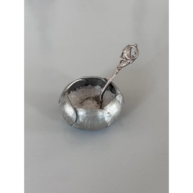 This set of 6 salt cellars and spoons are the masterpiece of Atelier A.E. Chanal in France and a rarity to find a full set...