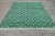 Handmade Cotton Rug, Forest Green with White Diamonds and Cream Fringe - 10'x14' For Sale - Image 6 of 10