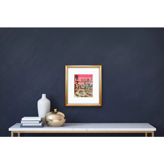 A colorful print by Michelle Heimann depicting an eccentric maximalist interior inspired by Wendy Morrison design.