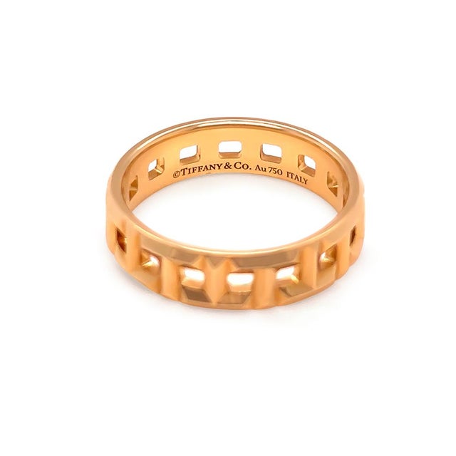 Tiffany and Co. Tiffany & Co. 18ct Yellow Gold T True Wide Ring 5.65g, Size 8 For Sale - Image 4 of 11