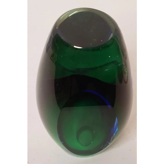 Vintage Kosta Boda Fifth Avenue Heavy Lead Crystal Vase Green Blue