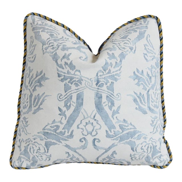 Italian Mariano Fortuny Spagnolo Feather/Down Pillow 15” Square For Sale