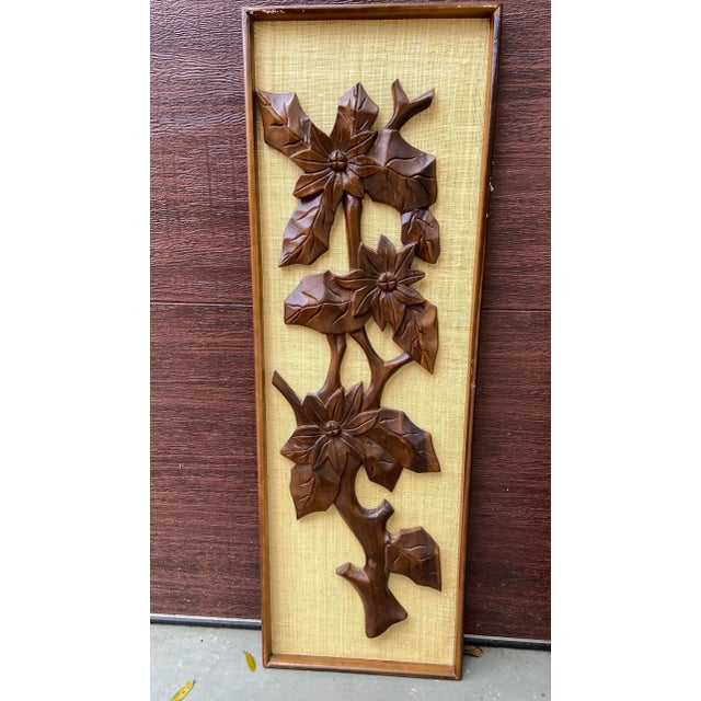 Mid-Century Modern Mid Century Set of 4 Carved Teak Wood Tiki Style Tropical Wall Art For Sale - Image 3 of 12