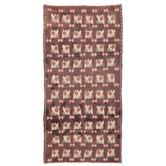 Textile Vintage Turkish Kilim Rug For Sale - Image 7 of 7