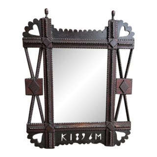 Late 19th Century Tramp Art Hearts Mirror For Sale