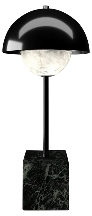 Apollo Shiny Black Metal Table Lamp by Alabastro Italiano