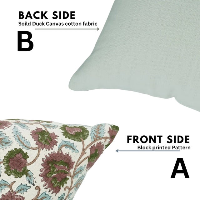 Not Yet Made - Made To Order Fabdivine Artisan Block Print Throw Pillow Cover 20x20 Inch Duck Canvas-Mandakini For Sale - Image 5 of 5