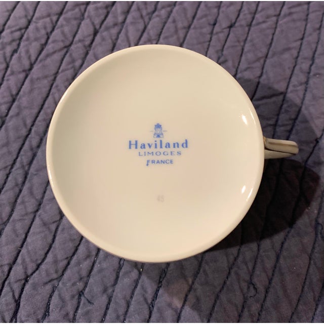 Green Haviland Limoges “Vieux Paris” 10 Cups & Saucers For Sale - Image 8 of 8
