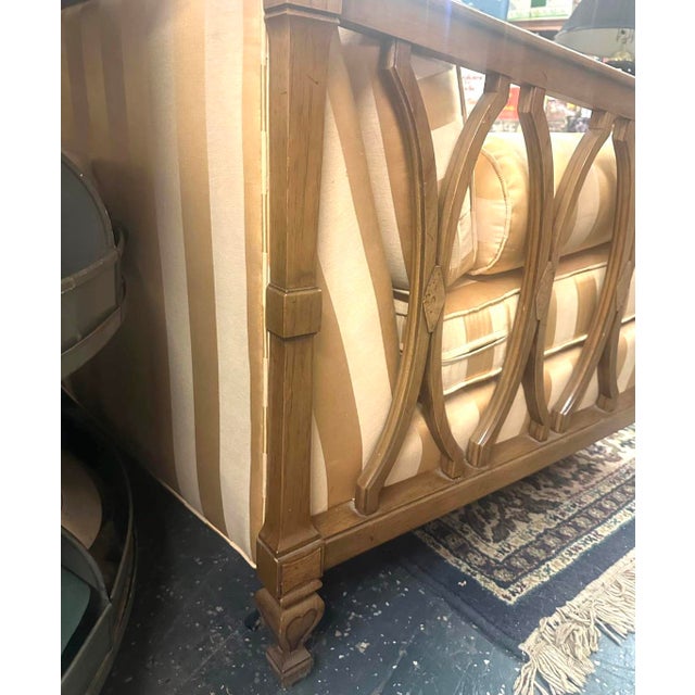 1950s 1950s Custom Made Mid-Century Modern Satin Upholstered Curved Sofa For Sale - Image 5 of 9