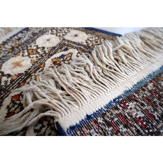 Vintage Turkish silk mat from Turkey with Sivas design. The rug is from the end of 20th century in original good...