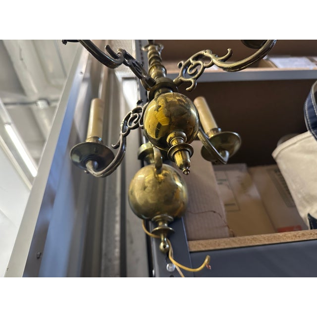 Pair of Rare Flemish, Early 19th Century Brass Pendant-Sconces For Sale - Image 11 of 12