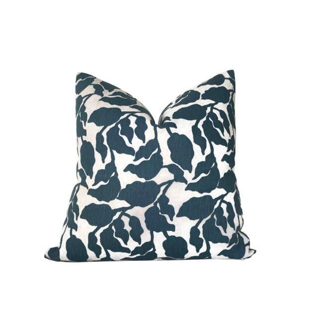 Flores Pacific Blue Pillow Cover For Sale