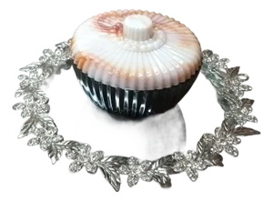 1970s Exquisite Fenton Akro Agate Vanity Trinket Jar